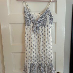 Aqua White and blue paisley dress. Size M